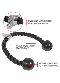 KYD Tricep Rope Cable Attachment, 27 inch , Exercise Machine Attachments Pulley System Gym Pull Down Rope with Carabiner  - Image 2