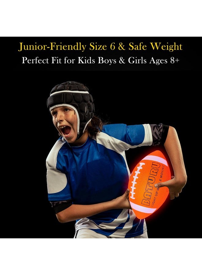 BATURU Light Up Football - Glow in The Dark Rubber Ball Toy - Junior NO 6 - Birthday Gift for Boy Kids Teens Youth 8 9 10 11 12 Year Old - Perfect for Catch Game in Backyard Evening, Camping, Beach, Outdoor - Image 4