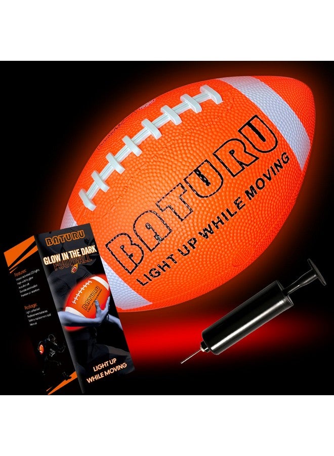 BATURU Light Up Football - Glow in The Dark Rubber Ball Toy - Junior NO 6 - Birthday Gift for Boy Kids Teens Youth 8 9 10 11 12 Year Old - Perfect for Catch Game in Backyard Evening, Camping, Beach, Outdoor - Image 1