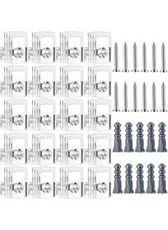 20 Sets Of Mirror Holder Clips Kit Clear Plastic Mirror Mounting Clips Crystal Mirror Hanging Hardware Frameless Mirror Hanging Kit With Screws For Wall And Fixed Mirror Box Door (Style A)