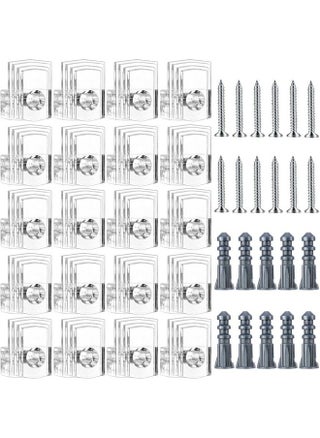 20 Sets Of Mirror Holder Clips Kit Clear Plastic Mirror Mounting Clips Crystal Mirror Hanging Hardware Frameless Mirror Hanging Kit With Screws For Wall And Fixed Mirror Box Door (Style A) - pzsku/Z0AD0A0538B61D746B296Z/45/_/1693487556/7441861b-5f15-4785-9a7a-fea66e8fc2b8