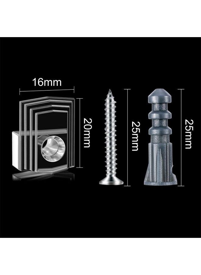 Tatuo - 20 Sets Of Mirror Holder Clips Kit Clear Plastic Mirror Mounting Clips Crystal Mirror Hanging Hardware Frameless Mirror Hanging Kit With Screws For Wall And Fixed Mirror Box Door (Style A) - Image 1