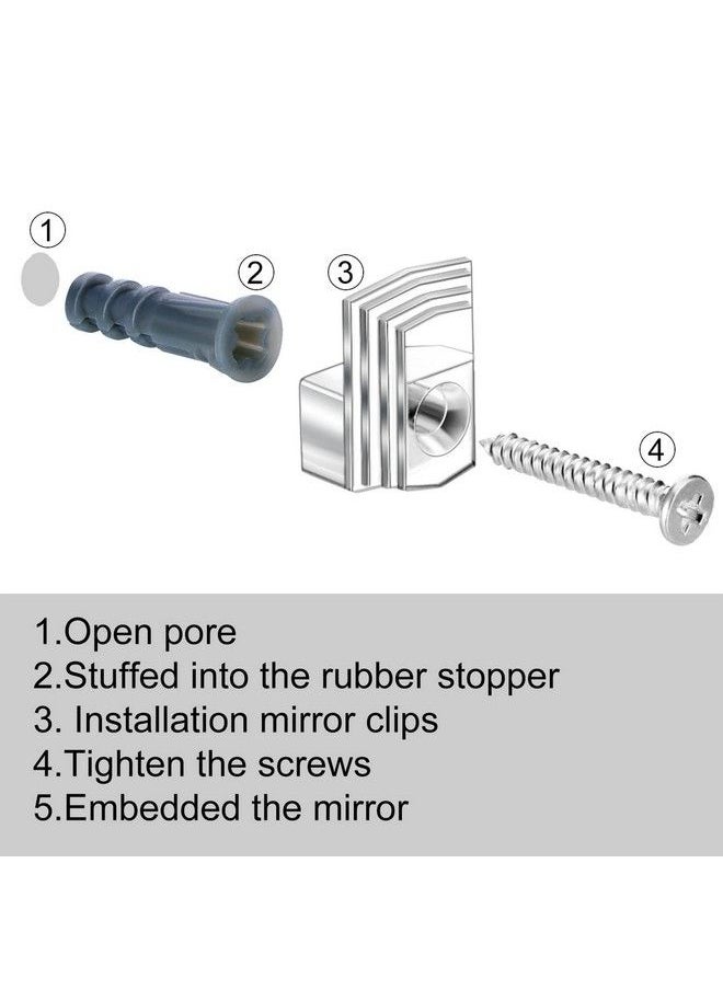 Tatuo - 20 Sets Of Mirror Holder Clips Kit Clear Plastic Mirror Mounting Clips Crystal Mirror Hanging Hardware Frameless Mirror Hanging Kit With Screws For Wall And Fixed Mirror Box Door (Style A) - Image 1