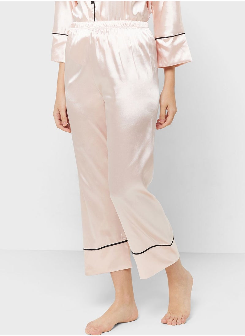 ELLA - Contrast Piping Pyjama Pant Set - Image 1