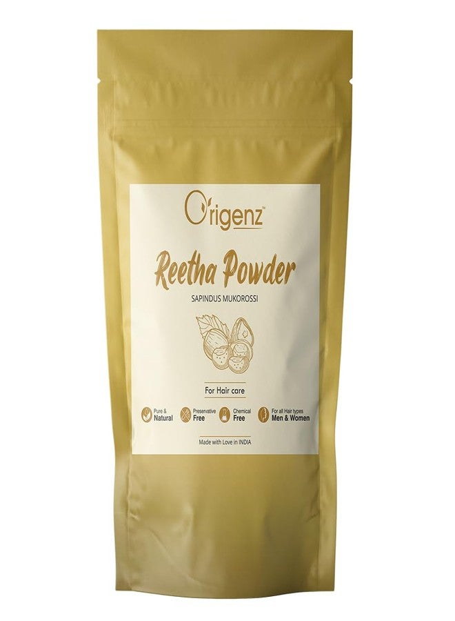 Origenz Reetha Powder 250 gm for Hair Wash, Pack, Mask, Shampoo, Scalp Care, Dandruff | Seedless Dried Ritha/Aritha/Soapnuts/Sapindus Mukorossi | Natural Cleanser | In Jar 8.82 oz - Image 1