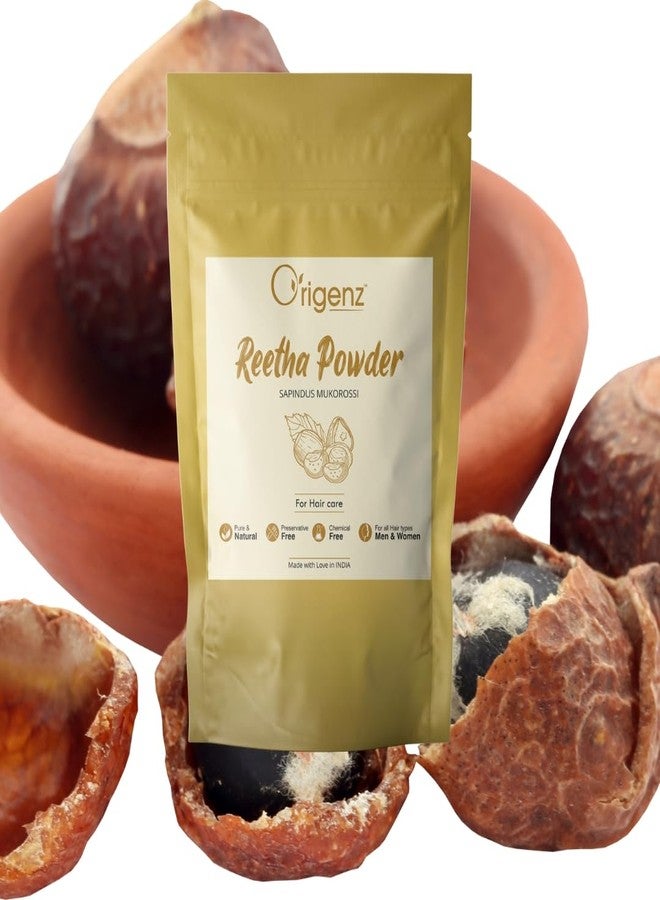 Origenz Reetha Powder 250 gm for Hair Wash, Pack, Mask, Shampoo, Scalp Care, Dandruff | Seedless Dried Ritha/Aritha/Soapnuts/Sapindus Mukorossi | Natural Cleanser | In Jar 8.82 oz - Image 3