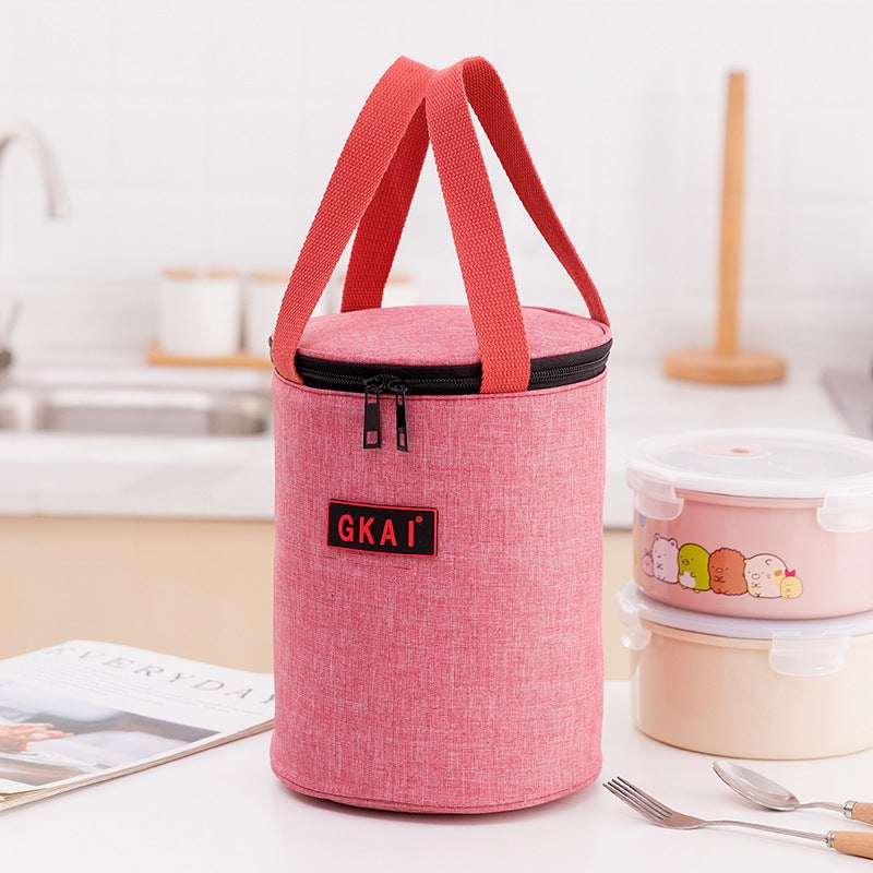 Waterproof Picnic Cylinder Lunch Tote Wine Red 