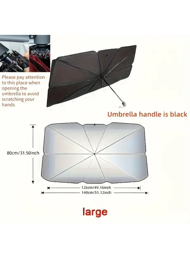 Upgraded Foldable Car Sunshade Large Size with Pull Cord Windshield Sun Blocker Heat Shield Portable Lightweight Shade for All Vehicles Easy Storage Durable Material Summer Drivers - Image 3