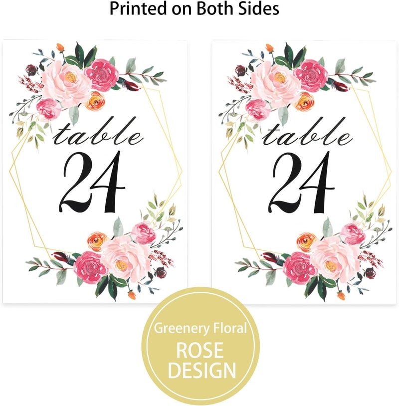 LeeLoon 26 PCS Table Number Holder - Table Card Holder Stand Wire Photo Holder with 26 Pcs Floral Table Number Cards, Place Card Holder Stand for Weddings Party Office Paper Memo Menu Note Clips - Image 5