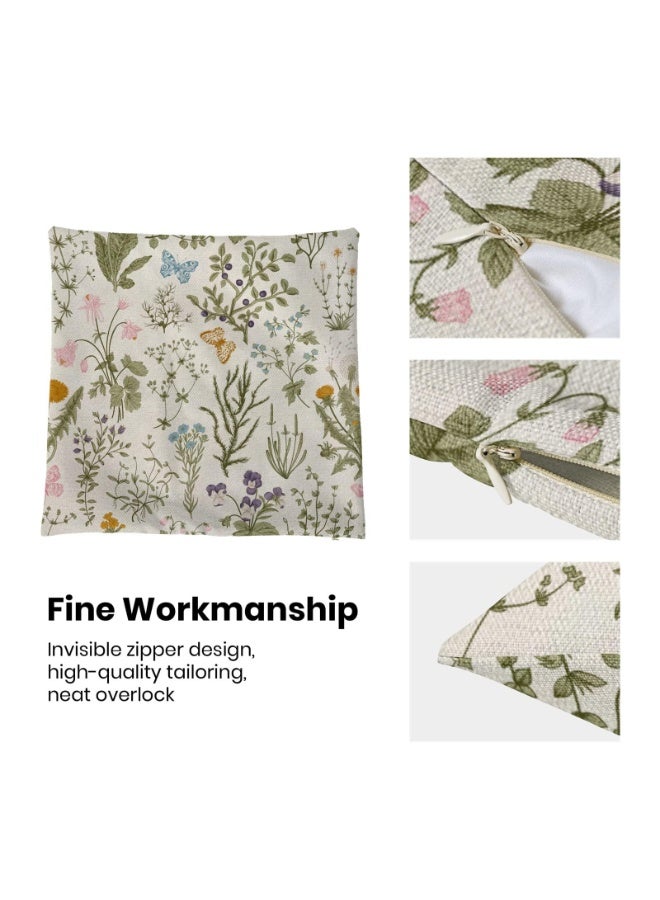 Arabest Spring Pillow Covers,Sage Green Wild Flower Plant Throw Pillows Case,Seasonal Floral Decorative Square Linen,Farmhouse Decor Cushion Covers for Home Sofa Bed Couch(45 x 45 cm,Set of 2) - Image 3