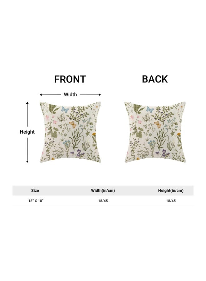 Arabest Spring Pillow Covers,Sage Green Wild Flower Plant Throw Pillows Case,Seasonal Floral Decorative Square Linen,Farmhouse Decor Cushion Covers for Home Sofa Bed Couch(45 x 45 cm,Set of 2) - Image 2
