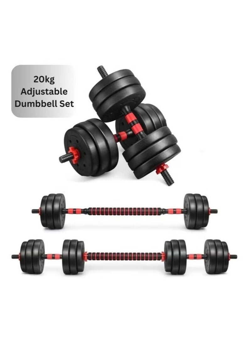 GTSOL 7-in-1 Adjustable Dumbbell Set 20kg | Convertible Barbell Kettlebell Push Up Fitness Kit | Home Gym Free Weight Strength Training Equipment - Image 2