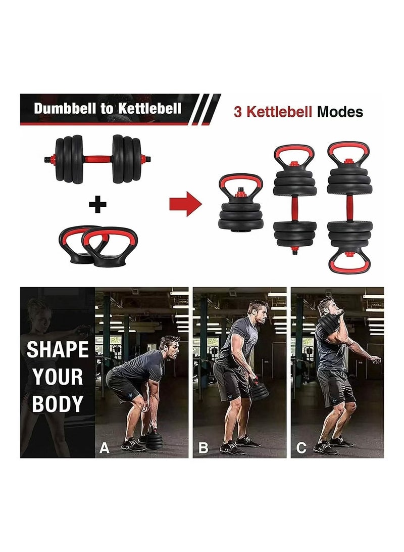 GTSOL 7-in-1 Adjustable Dumbbell Set 20kg | Convertible Barbell Kettlebell Push Up Fitness Kit | Home Gym Free Weight Strength Training Equipment - Image 5