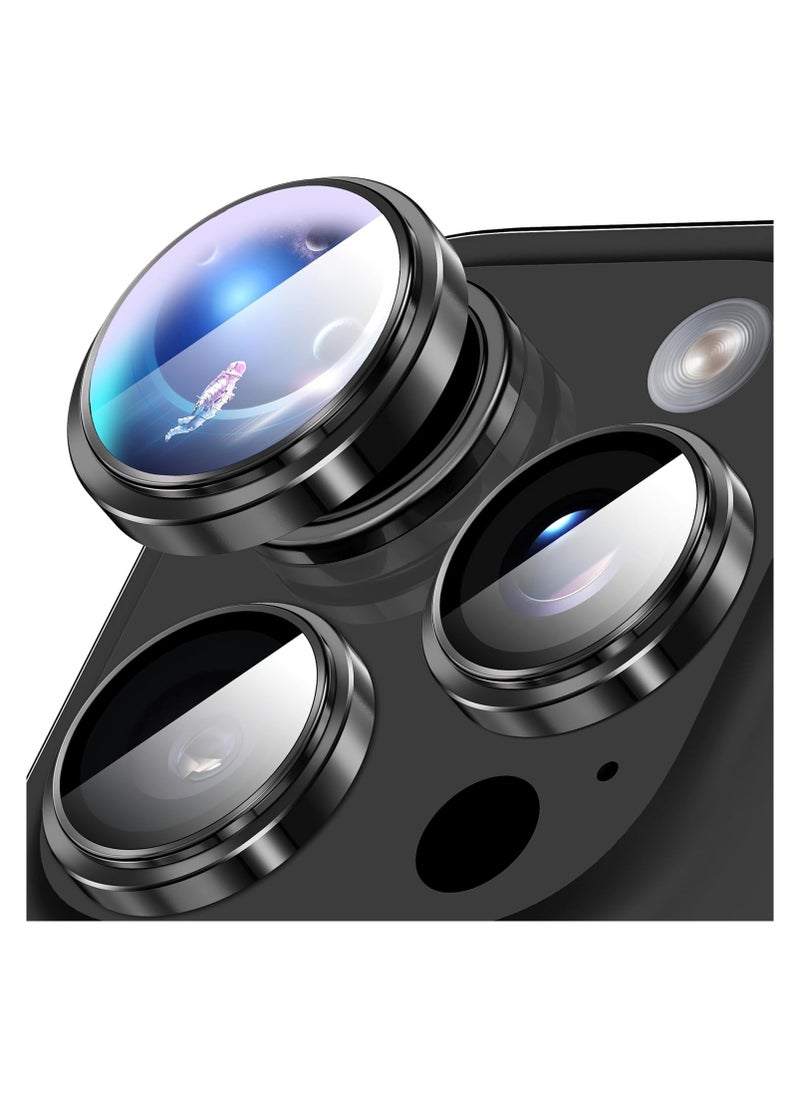 TWEGGON iPhone 16 Pro Max Camera Protector, 3PC Metal Ring Tempered Glass Camera Lens Protector for Apple iPhone 16 Pro Max Black  - Image 1