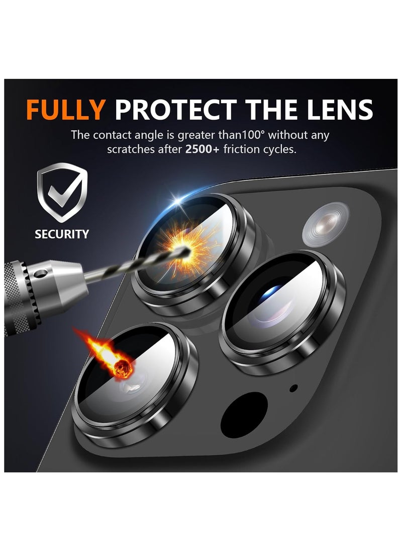 TWEGGON iPhone 16 Pro Max Camera Protector, 3PC Metal Ring Tempered Glass Camera Lens Protector for Apple iPhone 16 Pro Max Black  - Image 5