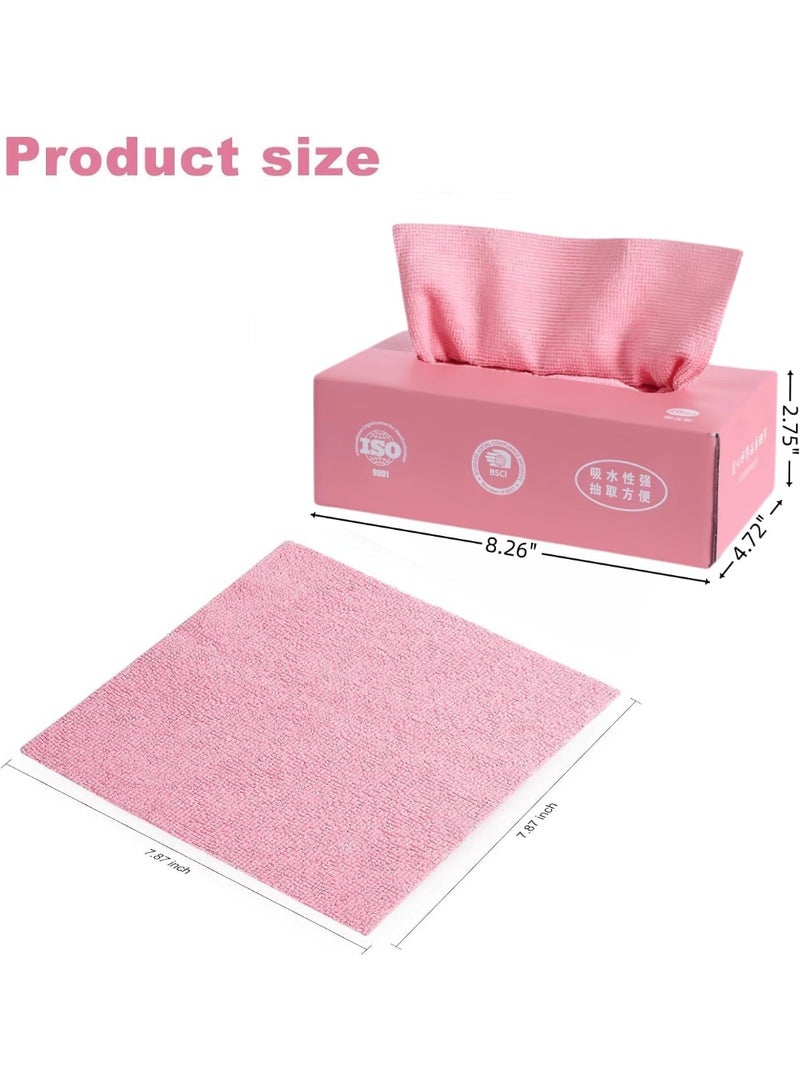 مناديل تنظيف فاخرة من الألياف الدقيقة - علبة مناديل قابلة لإعادة الاستخدام - منشفة متعددة الأغراض من الألياف الدقيقة للمنزل والمطبخ والجراج والسيارة والحمام، 20 قطعة - للعناية بالسيارات - تنظيف سهل لجميع الأسطح - وردي - Image 4