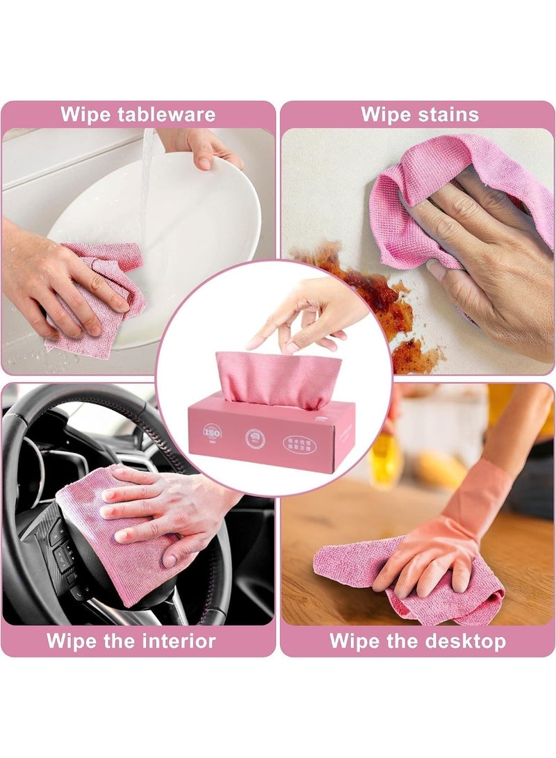 مناديل تنظيف فاخرة من الألياف الدقيقة - علبة مناديل قابلة لإعادة الاستخدام - منشفة متعددة الأغراض من الألياف الدقيقة للمنزل والمطبخ والجراج والسيارة والحمام، 20 قطعة - للعناية بالسيارات - تنظيف سهل لجميع الأسطح - وردي - Image 5