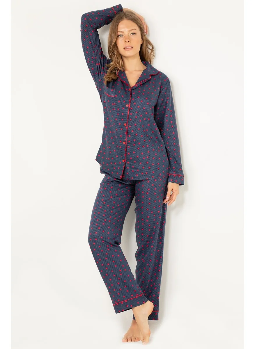 دو رى مى Natural Viscose Soft Buttoned Pajamas Set