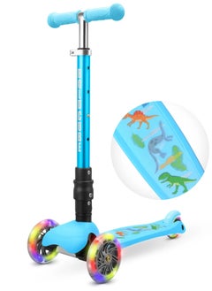 PlayandDream Teeny 3 Wheel Fold Scooter - Dinosaur Blue  - Image 1