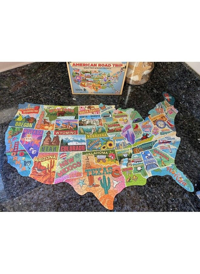 TDC Games - Us Map Puzzle Great American Roadtrip With Individual States 1000 Piece Jigsaw Puzzle For Kids And Adults Large America Shaped Educational Puzzle Challenging Puzzle Map Of Usa - Image 1