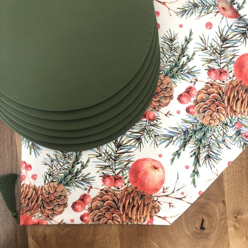 Desenİzmir PatternIzmir Placemat Winter Garden Pattern Set 6 Charger Plate and Runner Cover Combination 4