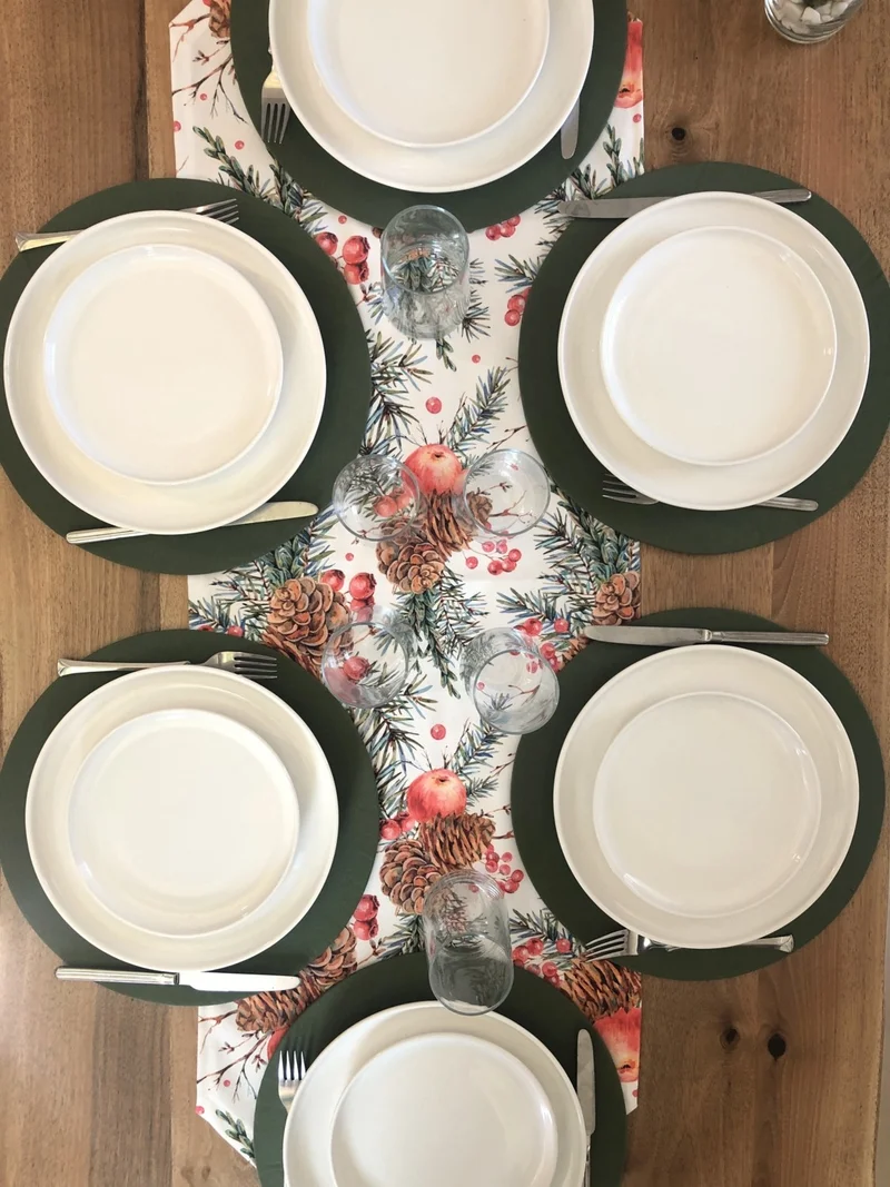 Desenİzmir PatternIzmir Placemat Winter Garden Pattern Set 6 Charger Plate and Runner Cover Combination 4