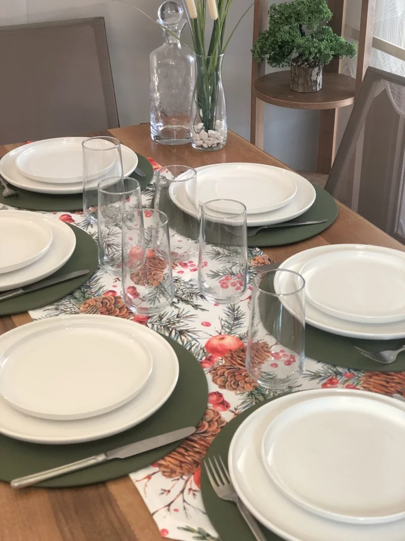 Desenİzmir PatternIzmir Placemat Winter Garden Pattern Set 6 Charger Plate and Runner Cover Combination 4