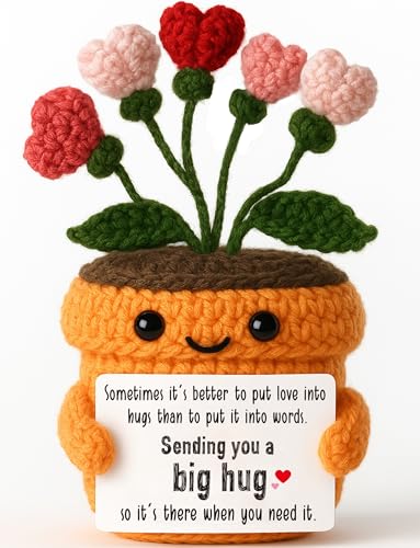 MAMAGIFTREE Get Well Gifts for Women Crochet Flower Keepsake with Big Hug Message Card Thinking of You Gift After Surgery Recovery Gift for Mom Sister Friend - Image 1