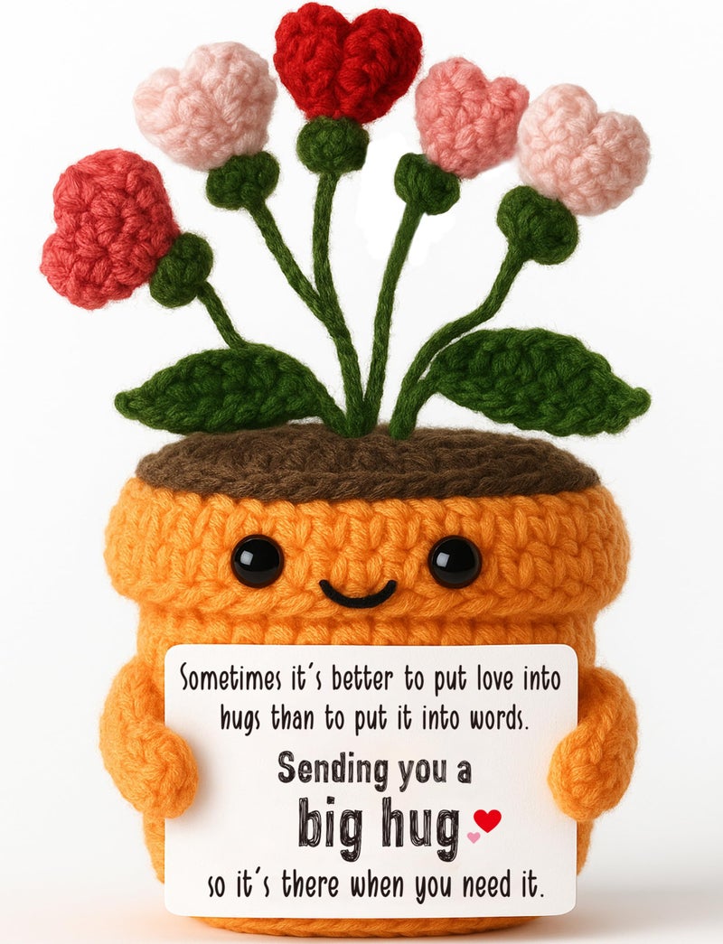 MAMAGIFTREE Get Well Gifts for Women Crochet Flower Keepsake with Big Hug Message Card Thinking of You Gift After Surgery Recovery Gift for Mom Sister Friend - Image 3