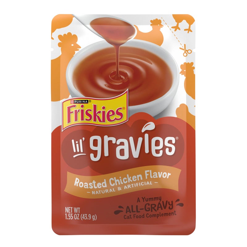 Friskies Purina Friskies Lil' Gravies Roasted Chicken Flavor Cat Food Lickable Cat Treats - (Pack of 16) 1.55 oz. Pouches - Image 1