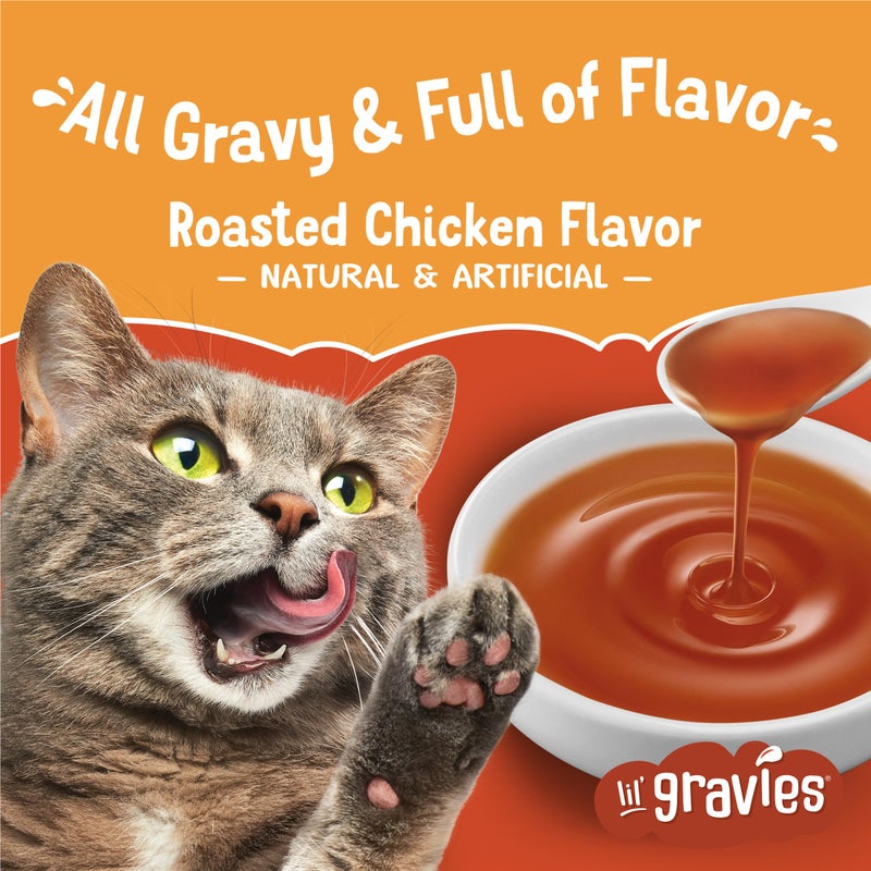 Friskies Purina Friskies Lil' Gravies Roasted Chicken Flavor Cat Food Lickable Cat Treats - (Pack of 16) 1.55 oz. Pouches - Image 3