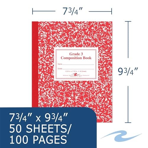 Roaring Spring Paper Products Composition Book, Grade 3 Ruled, 50 Sheets, 9-3/4 x 7-3/4 Inches, Red (ROA77922) - Image 2