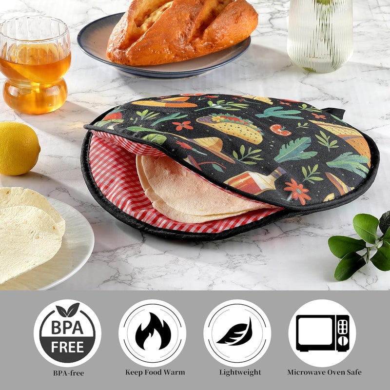 COKUMA 12 Inch Tortilla Warmer, Microwave Safe Tortilla Warmer Pouch, Thick Insulated Fabric and Lightweight Keeps Tortillas Warm for Picnic or Taco Night - Image 3