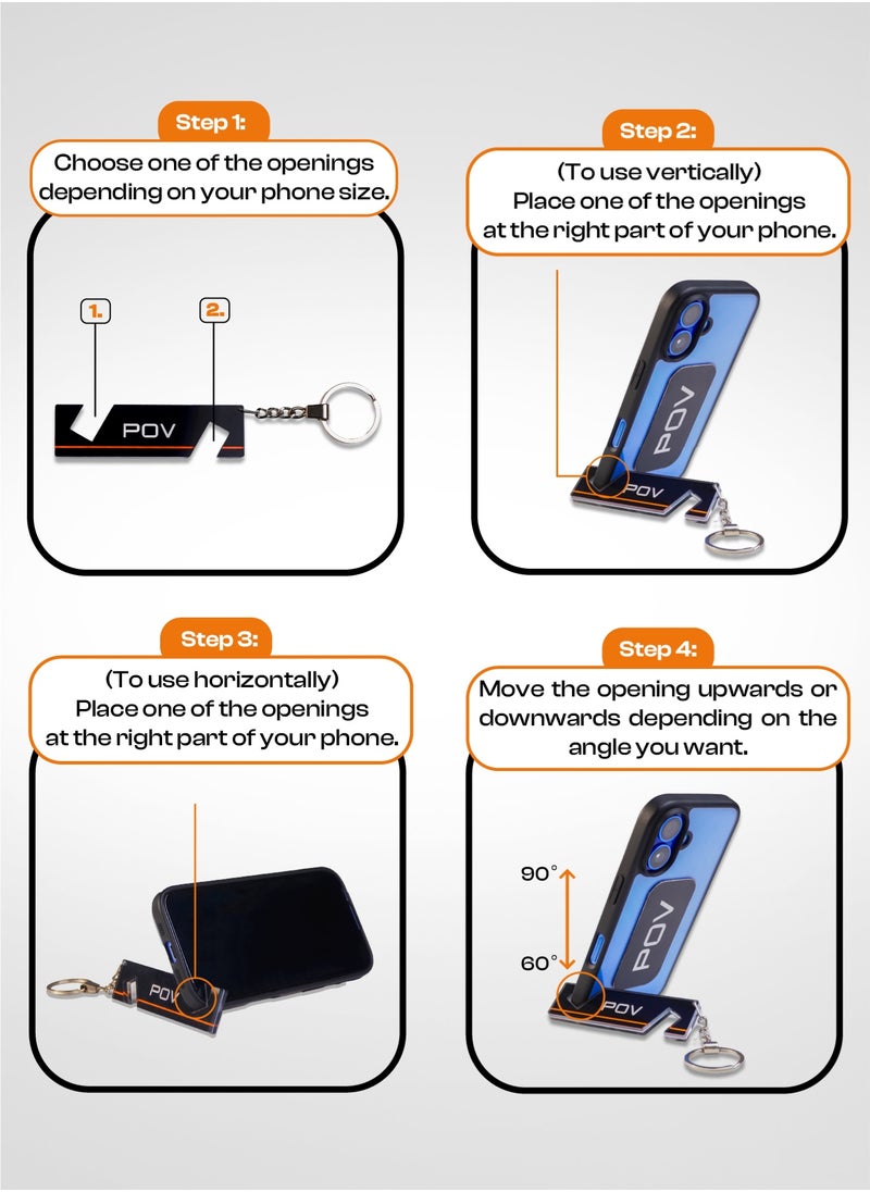 Keychain – Pocket-Size Phone Stand for Vlogs, Videos & Selfies | Shoot Vertical or Horizontal | Easy to Carry, Simple to Use