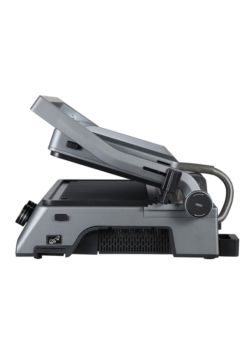 Polaris - Press grill, 7 automatic programs, Thermometer probe, 180° Full Flat Grill,  4 levels of doneness, 29x25.5 cm detachable panels are dishwasher safe - Image 1