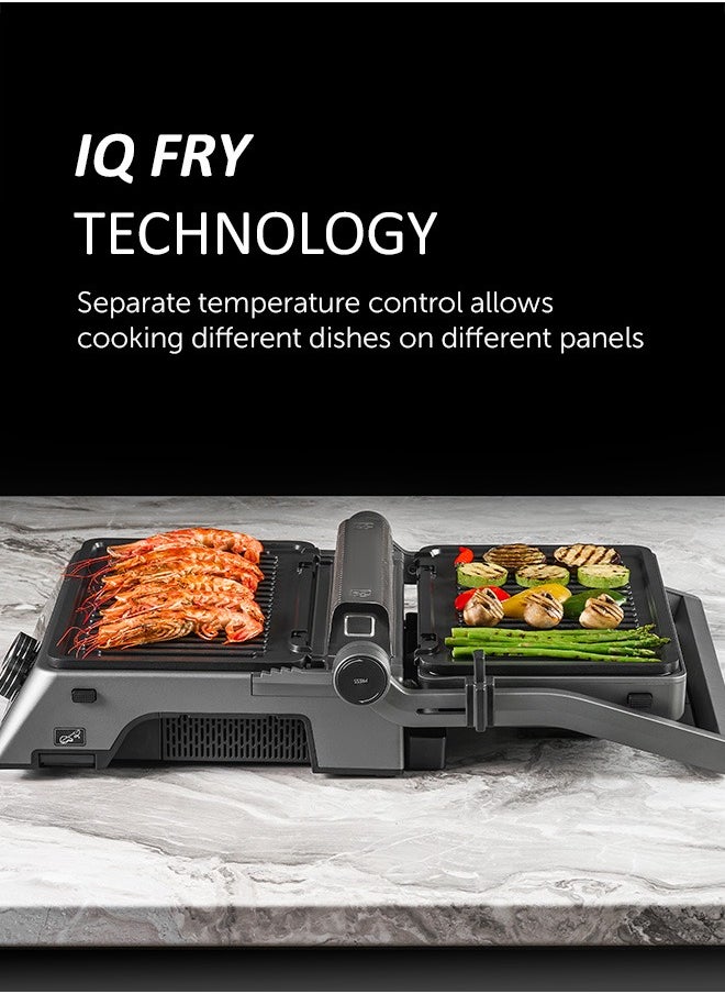Polaris - Press grill, 7 automatic programs, Thermometer probe, 180° Full Flat Grill,  4 levels of doneness, 29x25.5 cm detachable panels are dishwasher safe - Image 1
