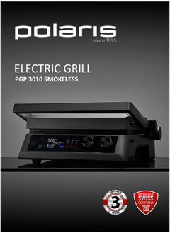 Polaris Press grill, 7 automatic programs, Thermometer probe, 180° Full Flat Grill,  4 levels of doneness, 29x25.5 cm detachable panels are dishwasher safe  - Image 1