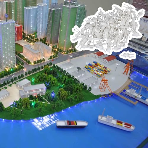 BQLZR مجسمات معمارية غير مطلية BQLZR باللون الأبيض بمقياس 1:100، مجسمات واقفة لمشاهد مصغرة، عبوة من 100 قطعة - Image 2