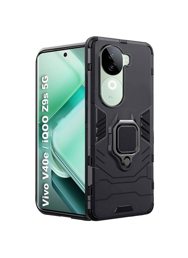 ذا جيفت كارت - غطاء حماية خلفي من TheGiftKart Tough Armor Bumper لهاتف Vivo V40e / iQOO Z9s 5G | حامل حلقي وحامل مدمج | غطاء حماية خلفي 360 درجة لهاتف Vivo V40e / iQOO Z9s 5G (PC & TPU، أسود) - Image 1