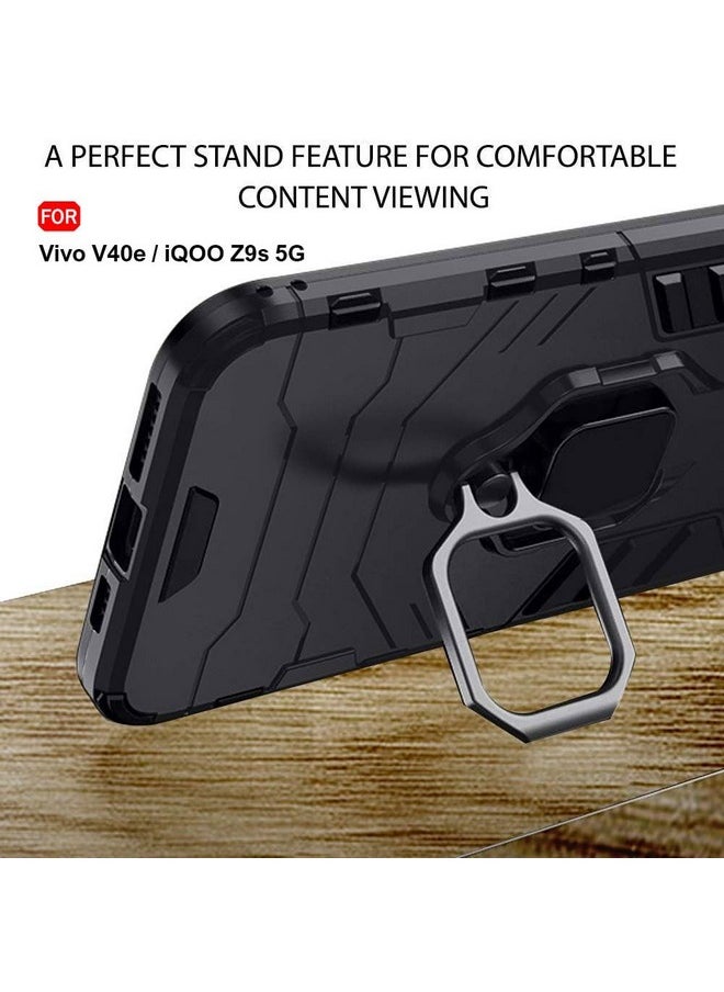 ذا جيفت كارت - غطاء حماية خلفي من TheGiftKart Tough Armor Bumper لهاتف Vivo V40e / iQOO Z9s 5G | حامل حلقي وحامل مدمج | غطاء حماية خلفي 360 درجة لهاتف Vivo V40e / iQOO Z9s 5G (PC & TPU، أسود) - Image 1