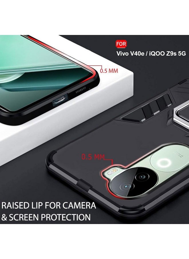 ذا جيفت كارت - غطاء حماية خلفي من TheGiftKart Tough Armor Bumper لهاتف Vivo V40e / iQOO Z9s 5G | حامل حلقي وحامل مدمج | غطاء حماية خلفي 360 درجة لهاتف Vivo V40e / iQOO Z9s 5G (PC & TPU، أسود) - Image 1