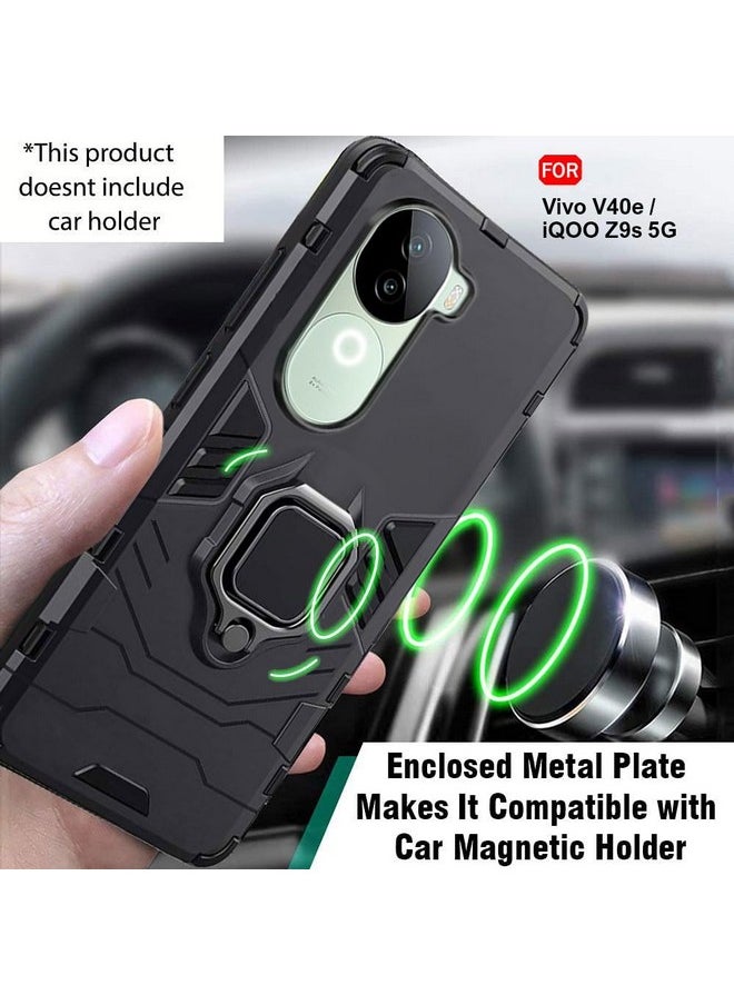 ذا جيفت كارت - غطاء حماية خلفي من TheGiftKart Tough Armor Bumper لهاتف Vivo V40e / iQOO Z9s 5G | حامل حلقي وحامل مدمج | غطاء حماية خلفي 360 درجة لهاتف Vivo V40e / iQOO Z9s 5G (PC & TPU، أسود) - Image 1