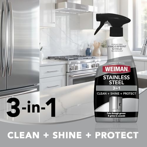 Weiman Stainless Steel Cleaner Polish 2 Pack Anti Fingerprint Spray Stainless Steel Cloth Water Spots Grease No Streaks or Residue Safe for Metal Polish Chrome Appliances Sinks Grills - Image 3