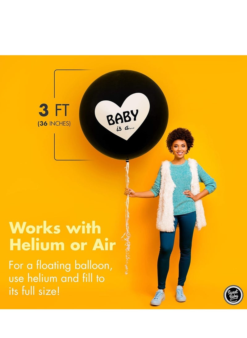 SOLARAE 36 Inch Baby Gender Reveal Balloon Big Black Balloons with Pink and Blue Heart Shape Confetti Packs for Boy or Girl Shower Party Supplies Decoration Kit - Image 5