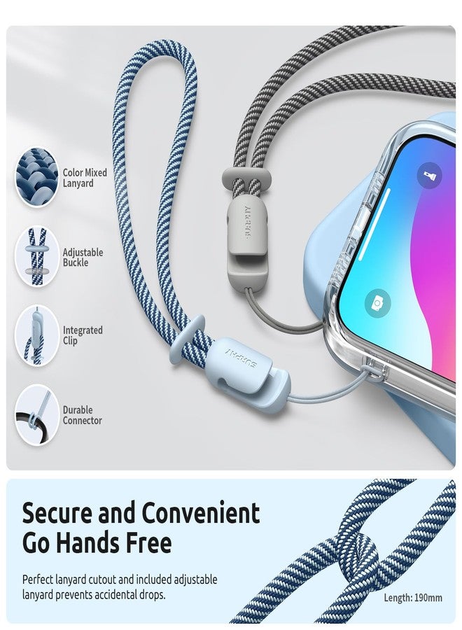 جراب SURPHY مصمم خصيصًا لهاتف iPhone 15 Pro، مزود بواقي شاشة وحبل تعليق، وحزام للهاتف، وغطاء هاتف من السيليكون السائل (واقي للكاميرا وبطانة ناعمة من الألياف الدقيقة)، مقاس 6.1 بوصة، إصدار 2023، لون أزرق فاتح - Image 4