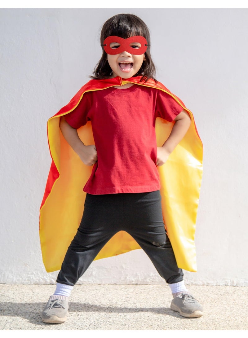 Halamodo Kids Double-Sided Superhero Cape And Mask Set ,Reversible Cosplay Costume For Boys Girls Ages 3-12 ,For Birthday Party ,Stage Performance ,Theme Cosplay Costume Party ,Talent Show ,70*70 cm - Image 3