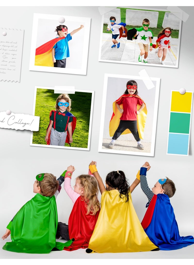 Halamodo Kids Double-Sided Superhero Cape And Mask Set ,Reversible Cosplay Costume For Boys Girls Ages 3-12 ,For Birthday Party ,Stage Performance ,Theme Cosplay Costume Party ,Talent Show ,70*70 cm - Image 2