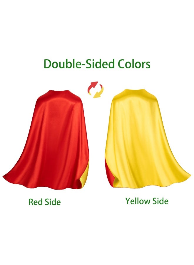 Halamodo Kids Double-Sided Superhero Cape And Mask Set ,Reversible Cosplay Costume For Boys Girls Ages 3-12 ,For Birthday Party ,Stage Performance ,Theme Cosplay Costume Party ,Talent Show ,70*70 cm - Image 4
