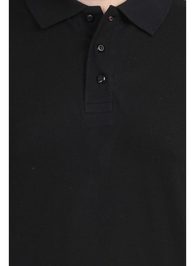 RSO Outfits Men's Plain Polo Collar Half Sleeve T-Shirt -Black - Image 3