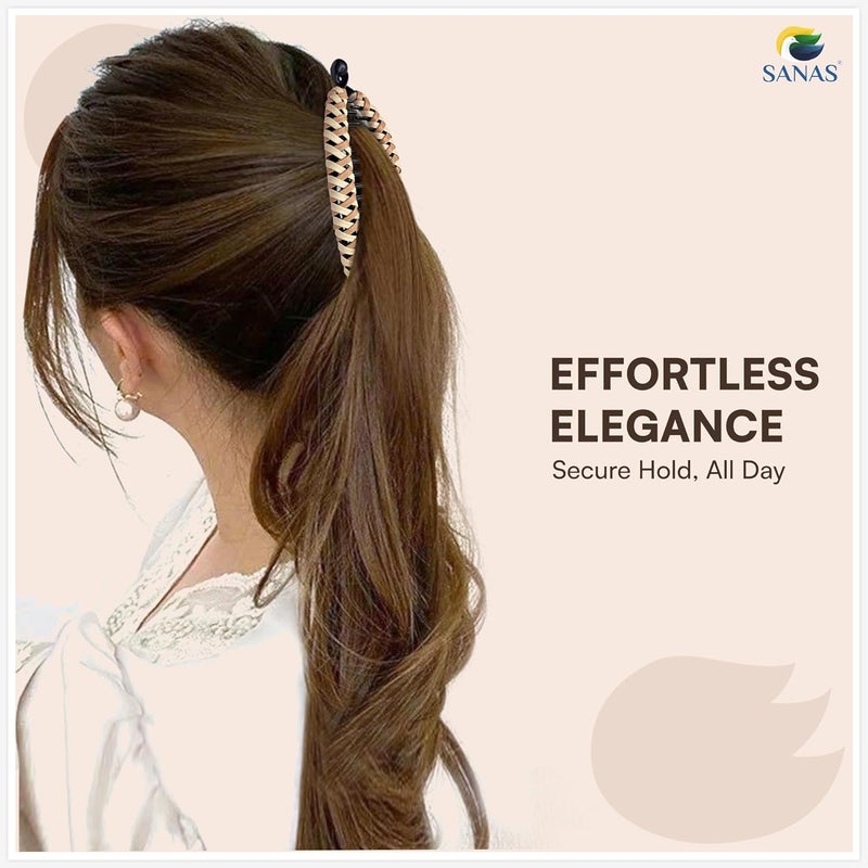 Sanas 2Pc Banana Hair Clips For Women Stylish Clutchers For Clip Banana Clutchers For Hair Girls Clips For Women Stylish Korean Hair Accessories 2Pcs Dark Brown  Light Brown - Image 2